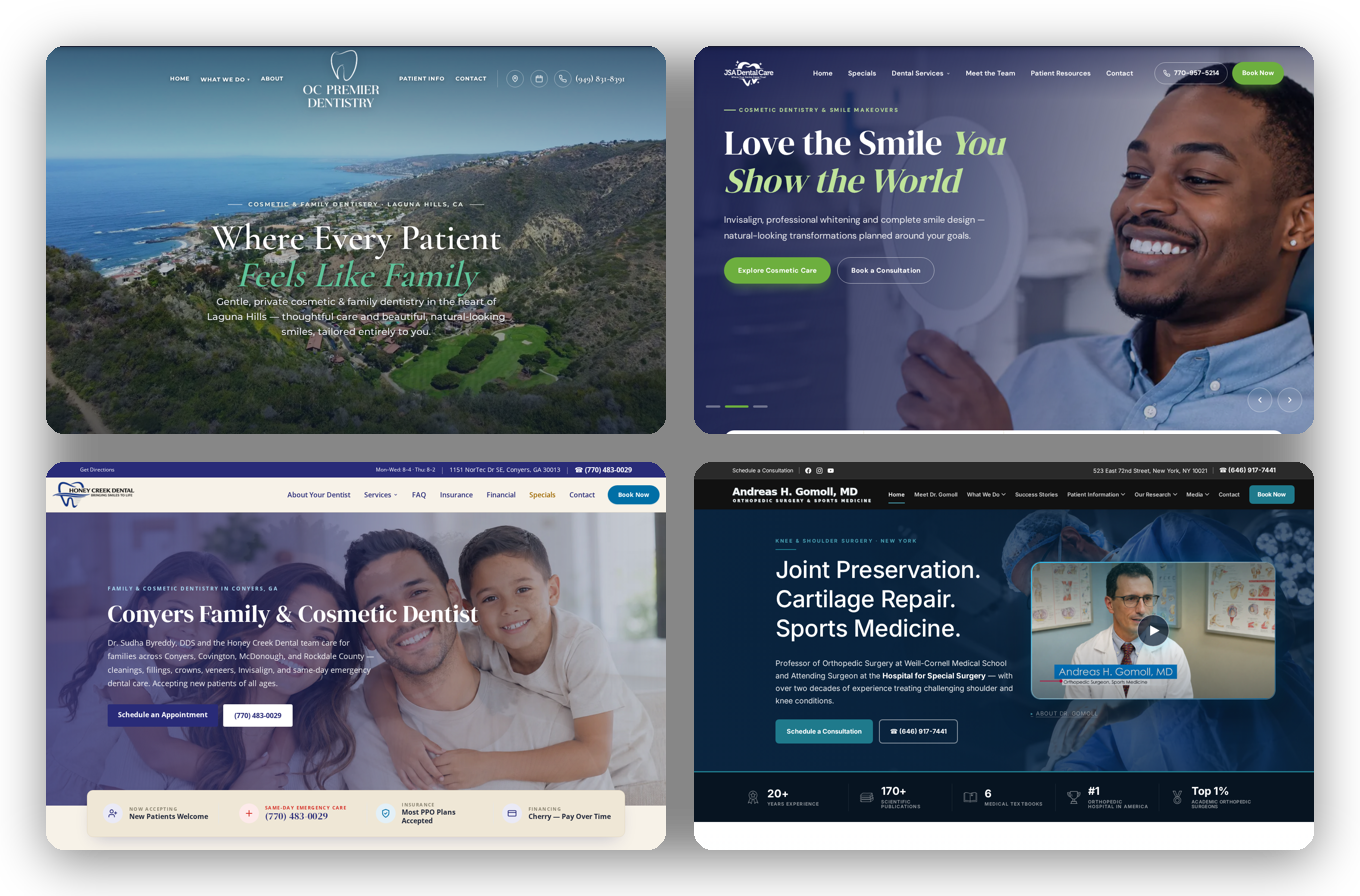A selection of live client websites designed and built by Guru Kirpa