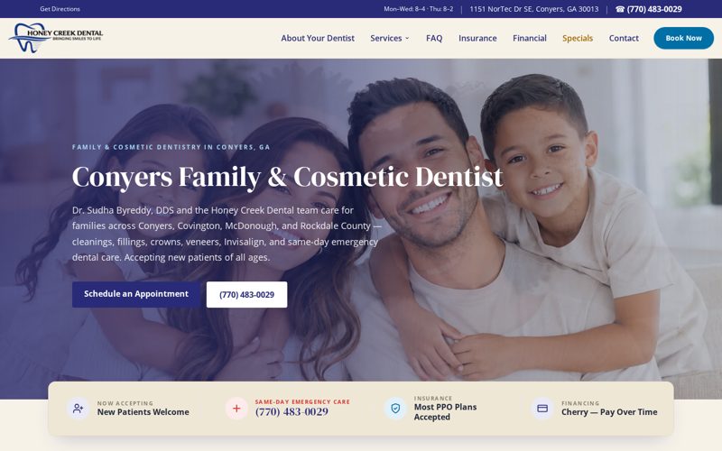 Honey Creek Dental website